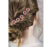 20 x Stunning Diamante Floral Hair Pins Bridal Wedding (Red)
