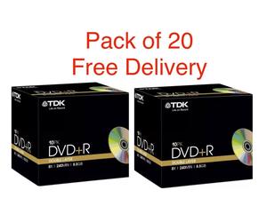 20 x TDK DVD+R DUAL LAYER Recordable DVD Discs 240 mins 8.5GB In Jewel Case
