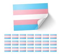 20 X Transgender Pride Stickers - Trans Flag Decals 8.5cm x 5.5cm - Blue, Pink and White Stickers for Laptops, Scrapbooks, Festivals, and Crafts