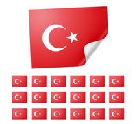 20 X Turkey Stickers - Turkish Flag Decals 5cm x 8cm - Red and White Crescent Moon and Star Stickers for Laptops, Scrapbooks, Festivals, and Crafts
