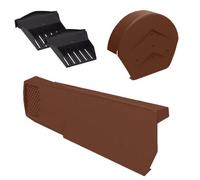 20 X Universal Terracotta Dry Verge Units, Round Ridge Cap & 2 X Starter Closure Kits
