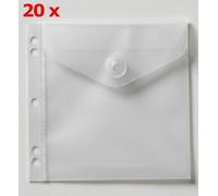 20 x USB Flash Drive 2 Compartment Sleeve with Filing Holes & Press Stud Flap