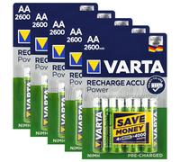 20 x Varta AA 2600mAh batteries Rechargeable Ni-MH 1.2V HR6 Stilo Power Accu