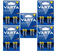 20 x VARTA AAA Long Life POWER Alkaline Batteries - 1.5V LR03 MADE IN GERMANY