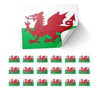 20 X Wales Stickers - Glossy Welsh Flag Decals 8.5cm x 5.5cm - Red Dragon Cymru Stickers for Laptops, Cars, Scrapbooks, and Crafts