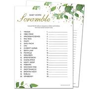 20 x Word Scramble Baby Shower Game - Botanicals Design (20 Guest Cards + 1 Card of Answers for The Host)