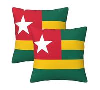 20"x20" Flag of Togo Print Throw Pillow Case Cover - Square Cushion Protector with Hidden Zipper, for Home Sofa Set of 2