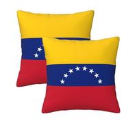 20"x20" Flag of Venezuela Print Throw Pillow Case Cover - Square Cushion Protector with Hidden Zipper, for Home Sofa Set of 2