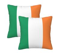 20"x20" Irish Flag Print Throw Pillow Case Cover - Square Cushion Protector with Hidden Zipper, for Home Sofa Set of 2
