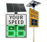 20"x27"/24"x35" Solar Powered Led Speed Limit Signs, LED Digits Speed Display, Rust Proof Aluminum Radar Speed Detector, Traffic Feedback Warning Board,24"x35"-White