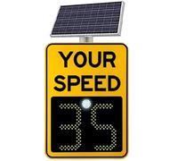 20"x27"/24"x35" Solar Powered Radar Speed Limit Detector, Aluminum Alloy Housing LED Flashing Feedback Board, Road Safety Display Sign, High Visibility Reflective(Yellow,20x27in)
