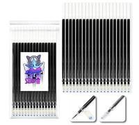 20 XXL Refills for Erasable Gel Pens, Also Compatible with Legami Black Tip 0.5. Bullet Stick for Writing, on Fabric and Leather Thermo-Erasable