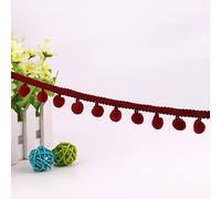 20 Yard Mini Pom Pom Bobble Plain Trim 10mm Bobbles Pompom Trimming Tiny Fringe DIY Crafts Sewing Ribbon for Clothing Accessories Crafts DIY Decoration (Dark red)
