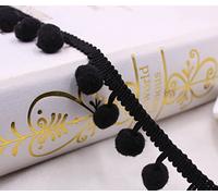 20 Yard Mini Pom Pom Bobble Plain Trim 10mm Bobbles Pompom Trimming Tiny Fringe DIY Crafts Sewing Ribbon for Clothing Accessories Crafts DIY Decoration (Black)