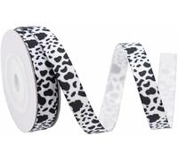 20 Yards 1 cm Animal Print Grosgrain Ribbon Cow Craft White Black Ribbon Fabric Gift Wrapping for Gift Stationery Wrapping Bow Making Gift Wrap Ribbons