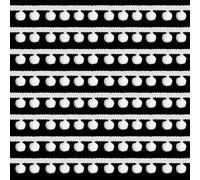 20 Yards Pom Poms Balls Fringe Trim,White Single Edge Ball Trim Fringe Fabric Trims Ribbon Sewing Ribbons Crafts Pom Poms Tassel Lace Embellishments for DIY Crafts Curtain Clothes Home Decoration