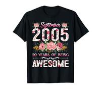20 Year Old Floral September 2005 20th Birthday Gifts Women T-Shirt