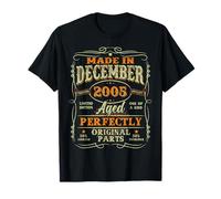 20 Year Old Made In December 2005 Vintage 20th Birthday Boys T-Shirt