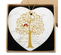 20 Years Anniversary Hanging Ornament for Him Her 20th Anniversary Wedding Gifts for Husband Wife 20 Years Anniversary Valentines Ornament for Couple Christmas Ceramic Heart Keepsake