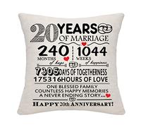 20 Years of Marriage Gift 20th Wedding Anniversary Cushion Cover Keepsake Decoration Gift for Couples Parents Women Men Mum Dad Husband Wife Grandma Grandad Aunt Uncle Friends (20 YEARS)