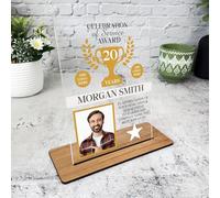 20 Years Service Work 20th Anniversary Trophy Photo Gift For Employee Plaque - Acrylic Plaque, Personalised Thank You Present Gift Congratulations Present Gift