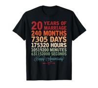 20 Yrs of Marriage Couple Countdown 20th Wedding Anniversary T-Shirt