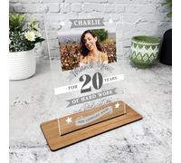 20 Yrs Service 20th Anniversary Hard Work Grey Photo Banner Gift Employee Plaque - Acrylic Plaque, Personalised Thank You Present Gift Congratulations Present Gift
