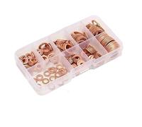 200/100PCS M4-M14 Copper Washer Gasket Nut And Bolt Set Flat Ring Seal Assortment Kit With Box Fastener Screw Washers Sets(100pcs)