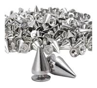200/10Pcs Round Cone Rivets Silver Metal Cone Studs and Spikes for DIY Leather Garment Rivet Screwback Nail Clothing Accessories(20pcs)