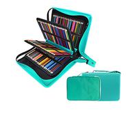 200 + 16 Slots Pencil Case & Extra Pencil Layer Holder - Bundle for Prismacolor Watercolor Pencils, Crayola Colored Pencils, Marco Pens and Cosmetic Brush by YOUSHARES (216 slots Green)