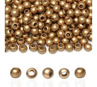 200 16mm Gold Wood Macrame Beads for Handmade Crafts, Large Hole Wooden Loose Spacer Beads for Macrame Projects Christmas Holiday Party Decor, 8mm Hole