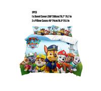 (200*200cm(3PCS)) Patrol Team Paw 3d Bedding Single Double Down Child Quilt Cover Pillowcase Set