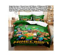 (200*200cm) Duvet 3d Minecraft Cover Bedding Set Pillowcase Cartoon Double Print Single