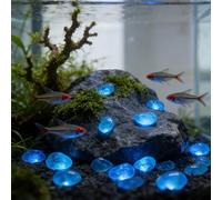 200/300/400/500/600/800 pcs Glowing Pebbles Stones,Glow in the Dark Pebbles,Solar Energy,Colourful Luminous Garden Aquarium Luminous Pebbles, Garden,Outdoor, Lawn Yard, Sidewalk (600, Blue)