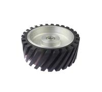 200 * 75mm Serrated Rubber Contact Wheel Dynamically Balanced Belt Grinder Backstand Idler Wheel(24mm Keyway 8x3mm,Hard 90A)
