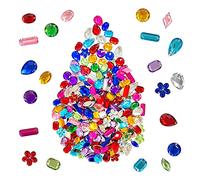 200 Acrylic Sewing Crystals, Multicolor Jewelry Gemstones with Holes, Mixed Flat-Bottomed Resin Rhinestones, Suitable for Clothes Sewing Decoration, Colored Diamond DIY Decoration Crafts