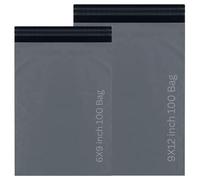 200 Assorted Grey Poly Mailing Bags Mixed Self-Seal Postal Mailers 2 Sizes 100 Each (6x9, 9x12) Strong Waterproof Postage Packaging Bags for Shipping Parcels, Posting, Retail & Online Store Orders