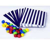 200 Bags - 5" x 7" Blue Candy Stripe Paper Sweet Bags | Premium Quality British Made | Wedding Birthday Party Confectionery Stall