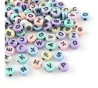 200 Beads Alphabet Letter Round Pastel Jewellery Making Multi Colour Pony Beads,6mm