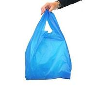 200 Blue Plastic Vest Carrier Bags Large 11X17X21"