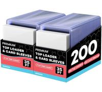200 Card Sleeves Top Loaders for Cards, 3" x 4" Hard Plastic Toploaders, Baseball Card Protectors, Trading Card Holder for Football Sports Cards (100 Toploaders + 100 Penny Sleeves)