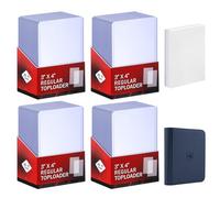200 Card Sleeves Top Loaders for Cards Included 96 Pockets Top Loader Binder, 3" x 4" Baseball Card Protector Hard Plastic Card Holder for Sports Trading Cards (100 Toploaders + 100 Soft Sleeves)