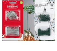 200 Christmas Tree Bauble Hooks Metal Wire Ornament Hanging Decoration Xmas (Silver)