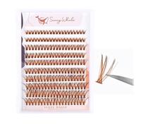 200 Clusters Brown Cluster Lashes, Dark Brown Wispy Individual Eyelashes D Curl 8-16MM Natural Lash Extensions Lightweight Cluster Eyelash Extensions DIY Lash Look For Daily Wear Beginners And Makeup