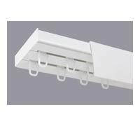 (200 cm, HOOKS) Double Curtain Rail Track PCV Ceiling SET with HOOKS or CLIPS + WHITE COVER