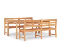 (200 cm table length, 2x bench + table) vidaXL Solid Wood Teak Garden Dining Set Dining Table Chair Multi Sizes/Models