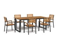 vidaXL 7 Piece Garden Dining Set Solid Wood Acacia and Metal, Brown