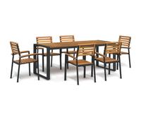 vidaXL 7 Piece Garden Dining Set Solid Wood Acacia and Metal, Brown