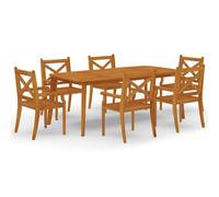 Garden Dining Set 3pc Solid Acacia Wood Natural 85cm Round Table 2 Chairs Oiled