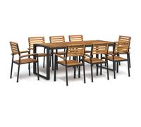 vidaXL 9 Piece Garden Dining Set Solid Wood Acacia and Metal, Brown